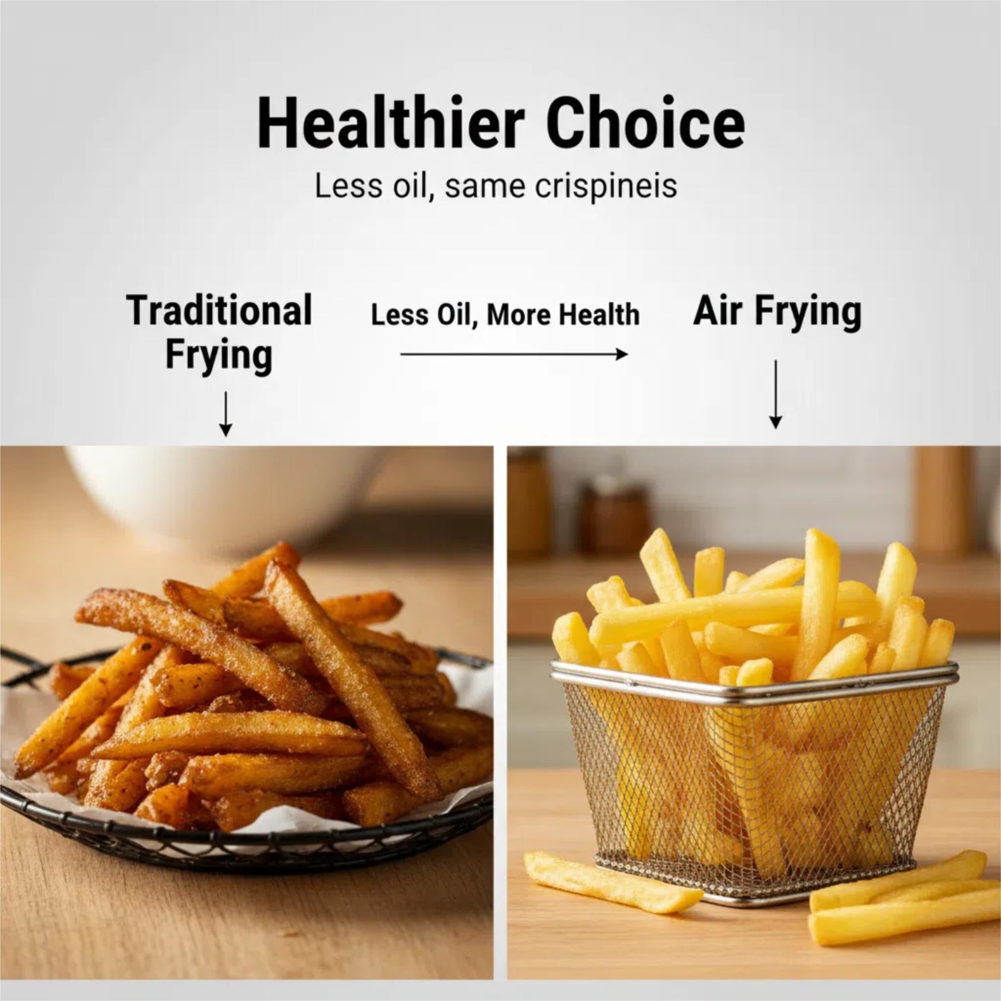 Freidora de Aire 6L con Ventana Transparente, Cocina Saludable sin Aceite, Selector de Rueda,