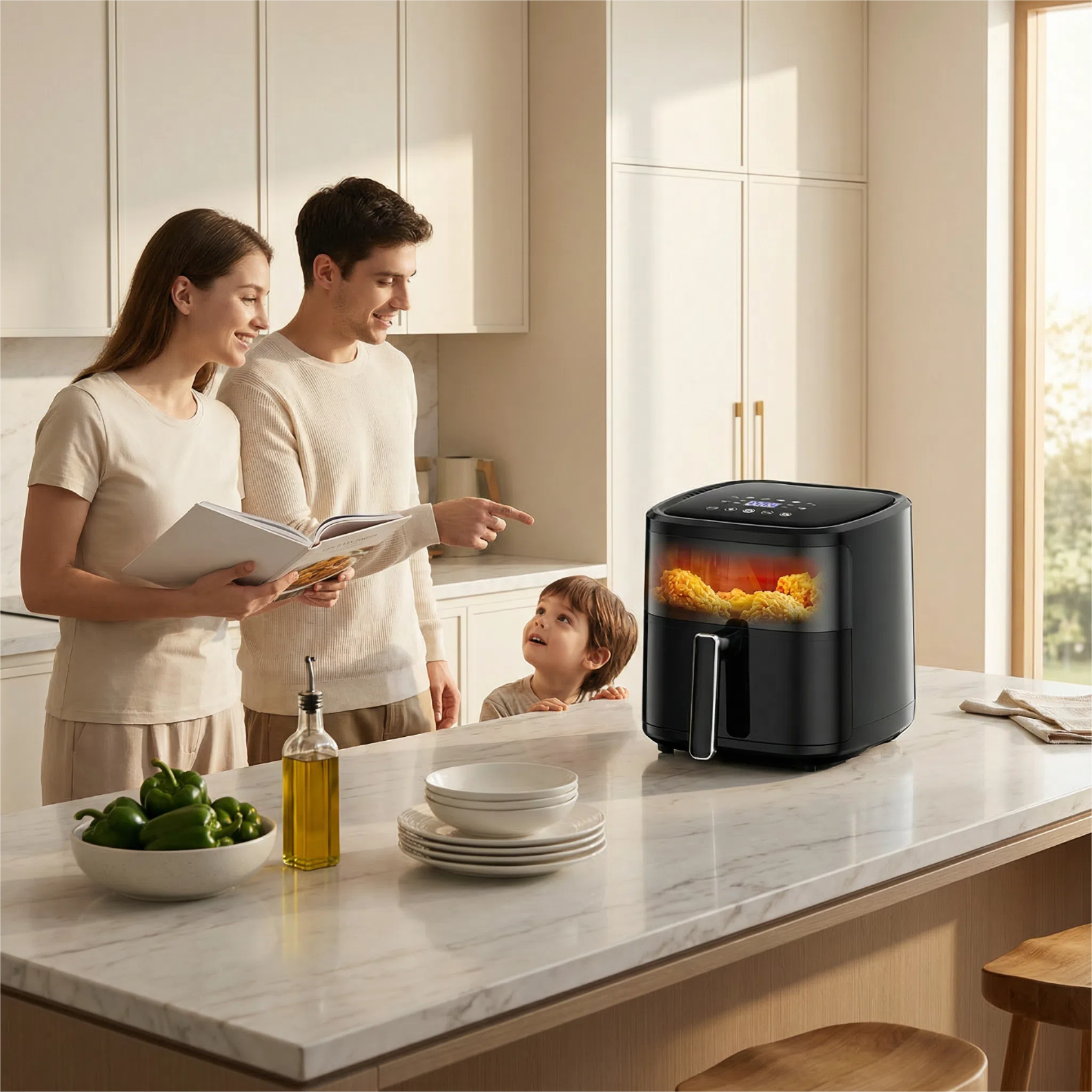 Freidora de Aire 4L con Control Preciso NTC – 1200W, 8 Programas, Sin Aceite