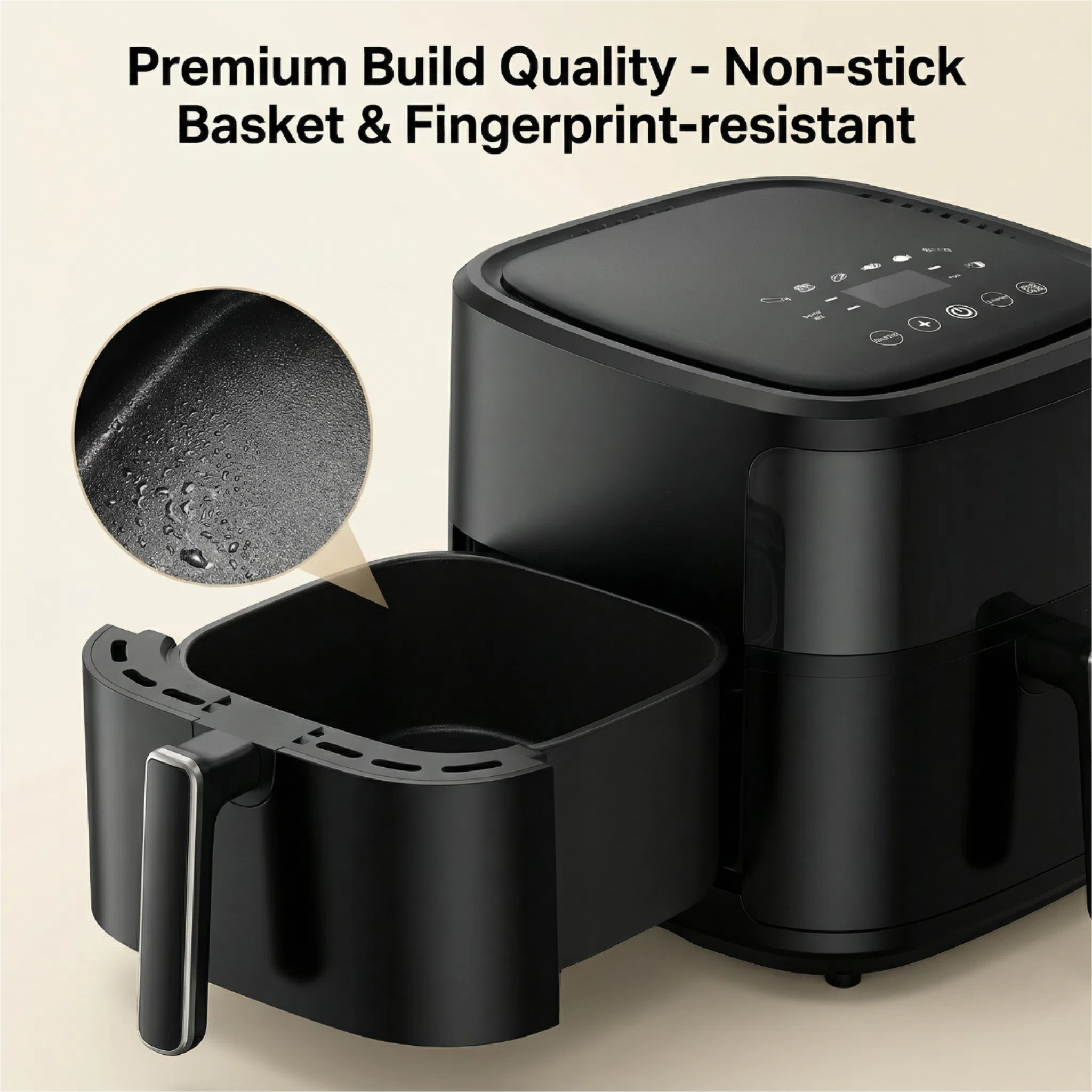 Freidora de Aire 4L con Control Preciso NTC – 1200W, 8 Programas, Sin Aceite