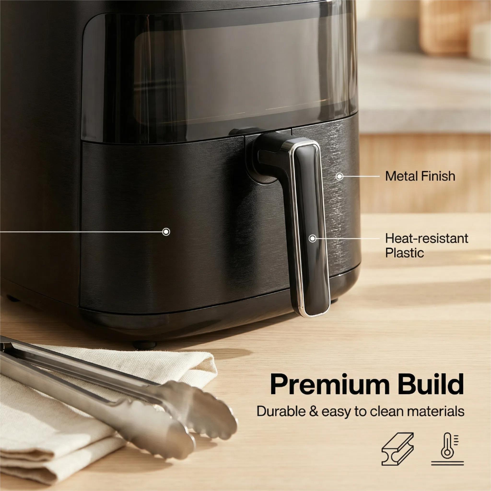 Freidora de Aire 6L con Ventana Transparente, Cocina Saludable sin Aceite, Selector de Rueda,